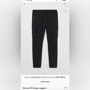 H&M black skinny fit cargo joggers large